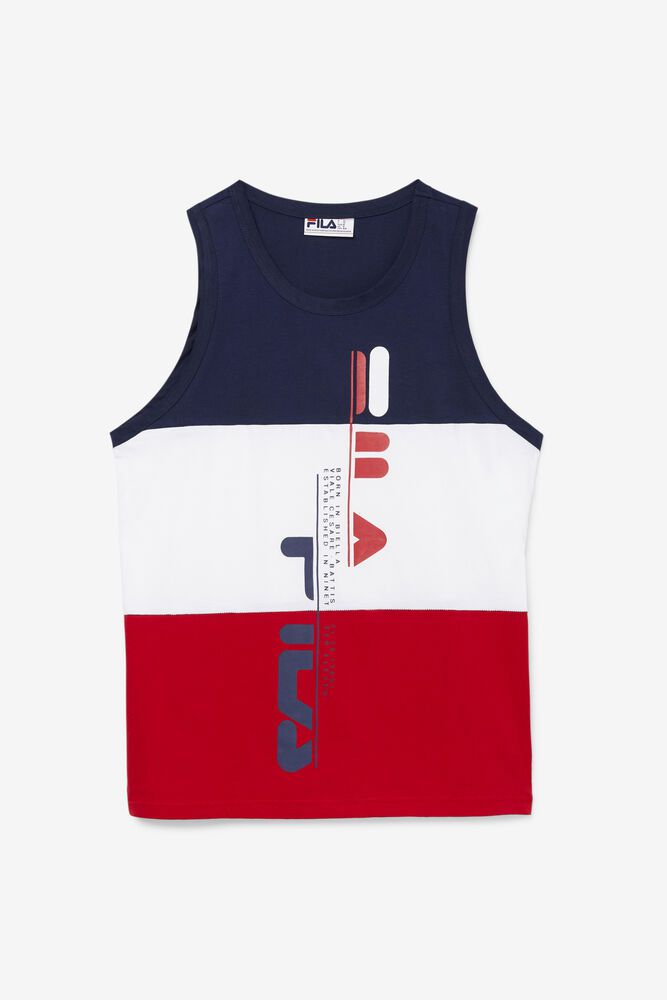 Fila T-Shirt Alf Tank Mens Navy/White/Red - India GIR-912578